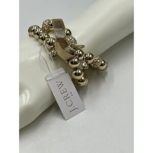 J. Crew Polished‎ Gold Tone Pavé Stretch bracelets Set Of Two NEW